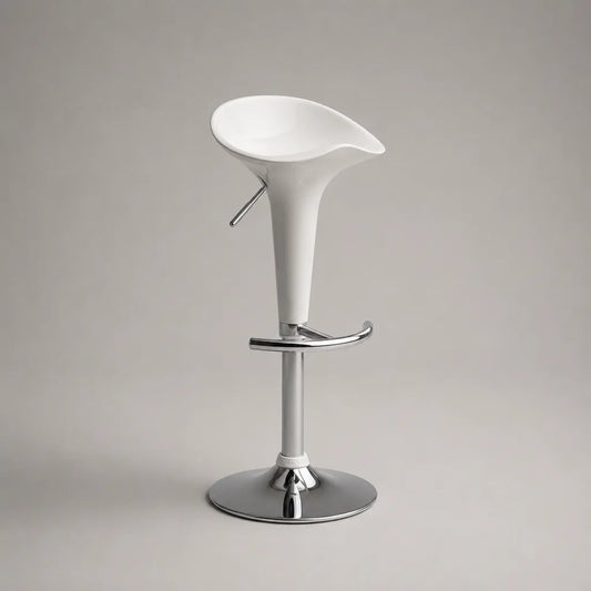 Tabouret de bar pivotant réglable en ABS et acier chromé, blanc/chromé, 44 × 42 × 66-87 cm
